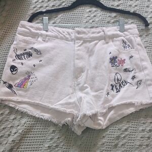 Women's White Graphic Shorts